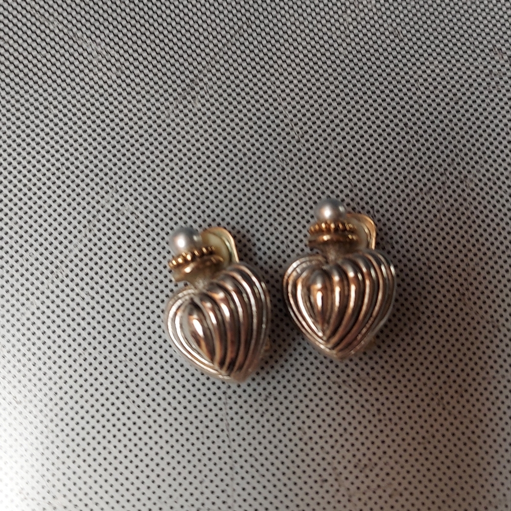 Silver gold heart shaped Hardy inspired clip earrings